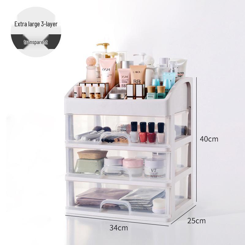 Настольный органайзер для косметики большой вместимости с выдвижными ящиками для ухода за кожей и помады
