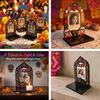 Day of The Dead Themed Gift Photo Frame with Candle Holder, Wooden Mexican Handcrafted Remembrance Display Sugar Skull Memorial Picture Frame,
