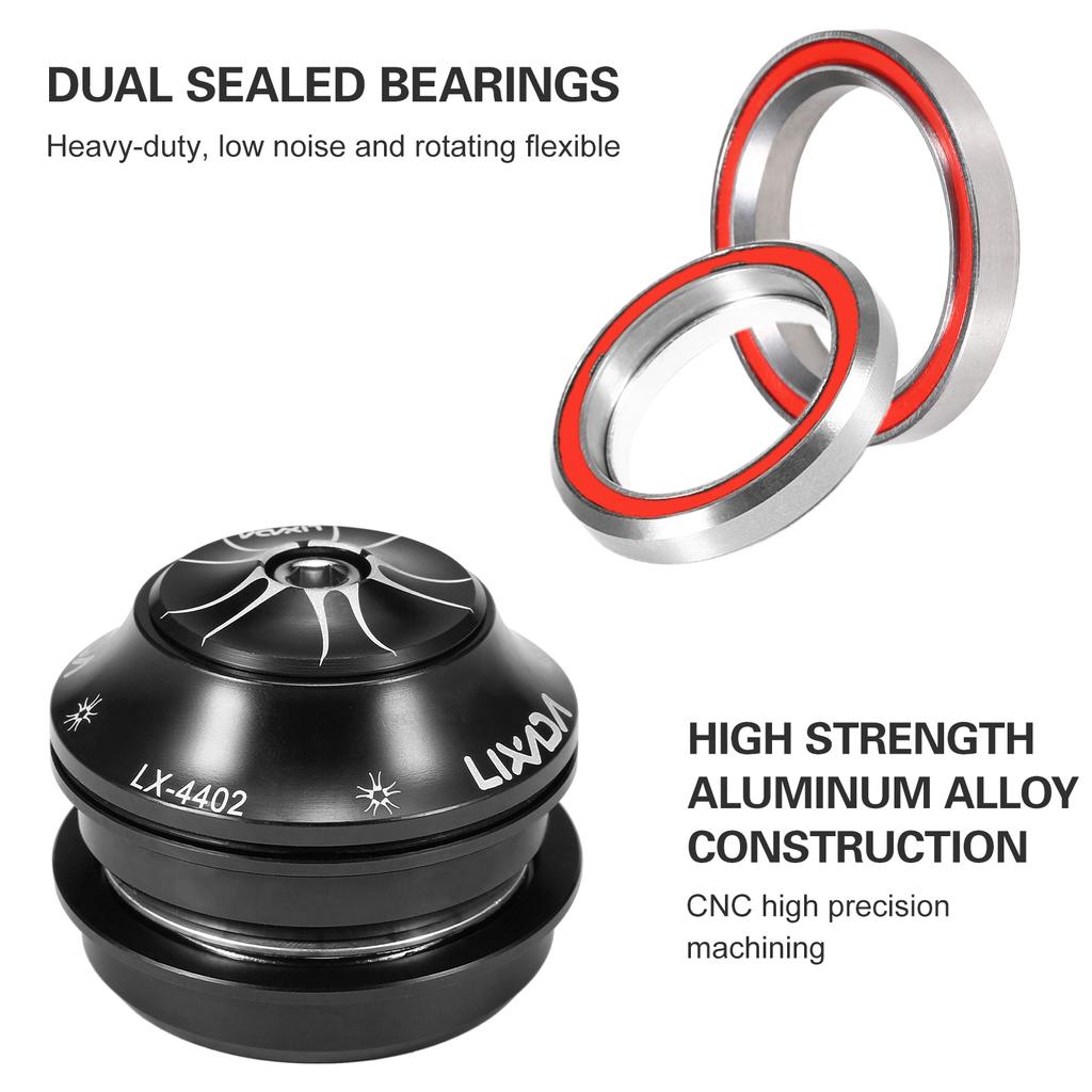 Lixada 44-44mm Bike Headset CNC High Precision Machining Aluminum Alloy Bike Headset Heavy Duty