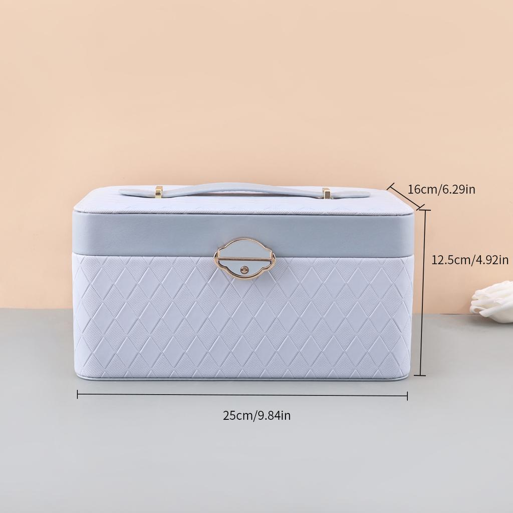 Двухслойный ящик из кожи для ювелирных изделий, легкая роскошная шкатулка для хранения сережек, ожерелий, с замком, органайзеры для хранения ювелирных изделий