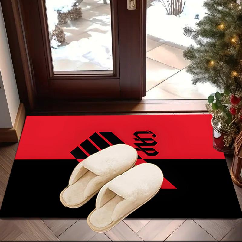 Red And Black Sport Emblem Printed Area Rug for Office, Chair Rug, Decorative Carpet Floor Mat, Large Size Fan gifts Christmas gifts
