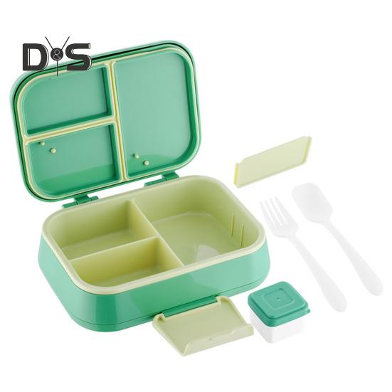 Ланч-бокс Bento с чашкой для соуса, вилкой, ложкой, контейнером для ланча с 3 отделениями, контейнерами для закусок без содержания бисфенола А, подходящими для детей, для девочек и мальчиков
