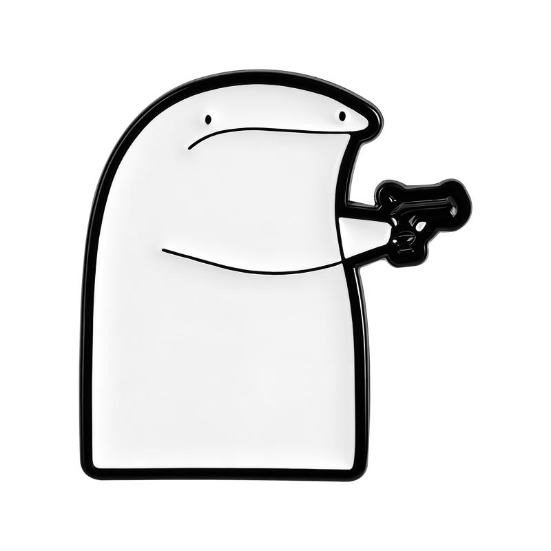 Мультяшные эмалевые значки Flork Meme Игривый сражающийся Flork с ножом и пистолетом Броши Лацкан Значок на рюкзак Ювелирные изделия Подарки для друзей