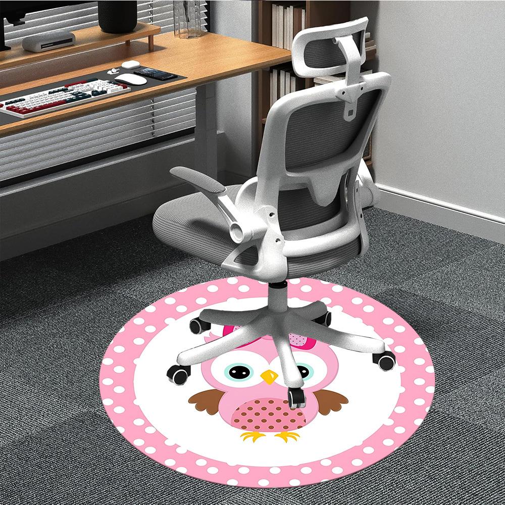 1pc Owl, PinkChair Carpet for Office, Indoor Non-Slip Washable Polyester Fiber Carpet, Mat For Office, Machine Washable