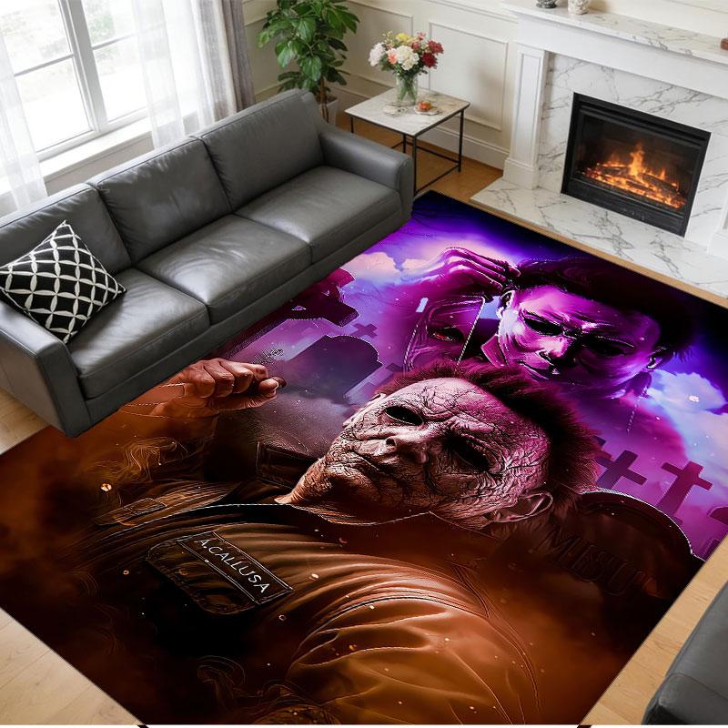 Crystal Velvet Rug Soft Non Slip Indoor Floor Mat Home DecorHalloween Michael Myers