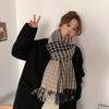 Scarf Female Winter 2024 New Thickened Warm Plaid Shawl Korean Version of Hitchhiking Tassel Neck Unisex