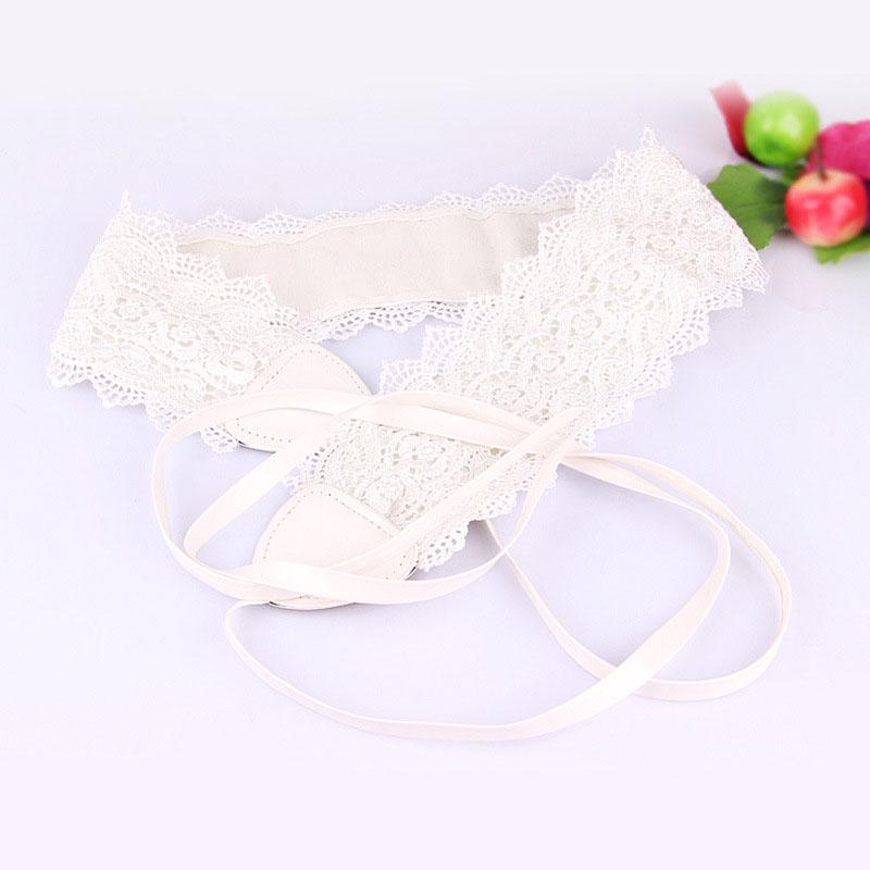 Women's Wide Lace Belt Adjustable Bow Woven Boho Style Black