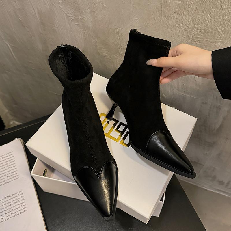 Модные сексуальные леопардовые ботильоны с острым носком на среднем каблуке для женщин, зимние новые элегантные туфли «Челси» 2025 года, трендовые туфли-лодочки на молнии Botas Mujer