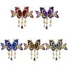 Zircon Rhinestone Butterfly Hair Clips Tassel Rhinestone Barrettes Crystal Small Hair Claw  Wedding