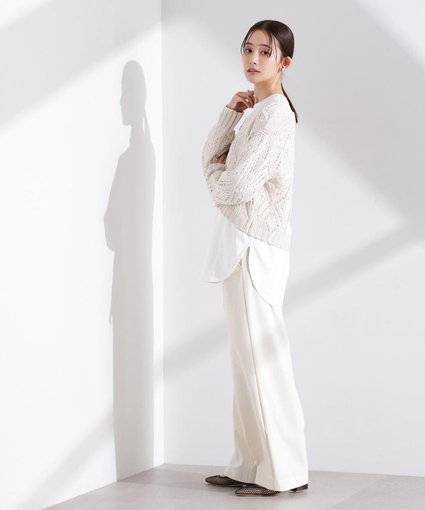 Nano Universe Lilyan Openwork Knit F Women's Pullover, 037, Ivory, 673-5122323