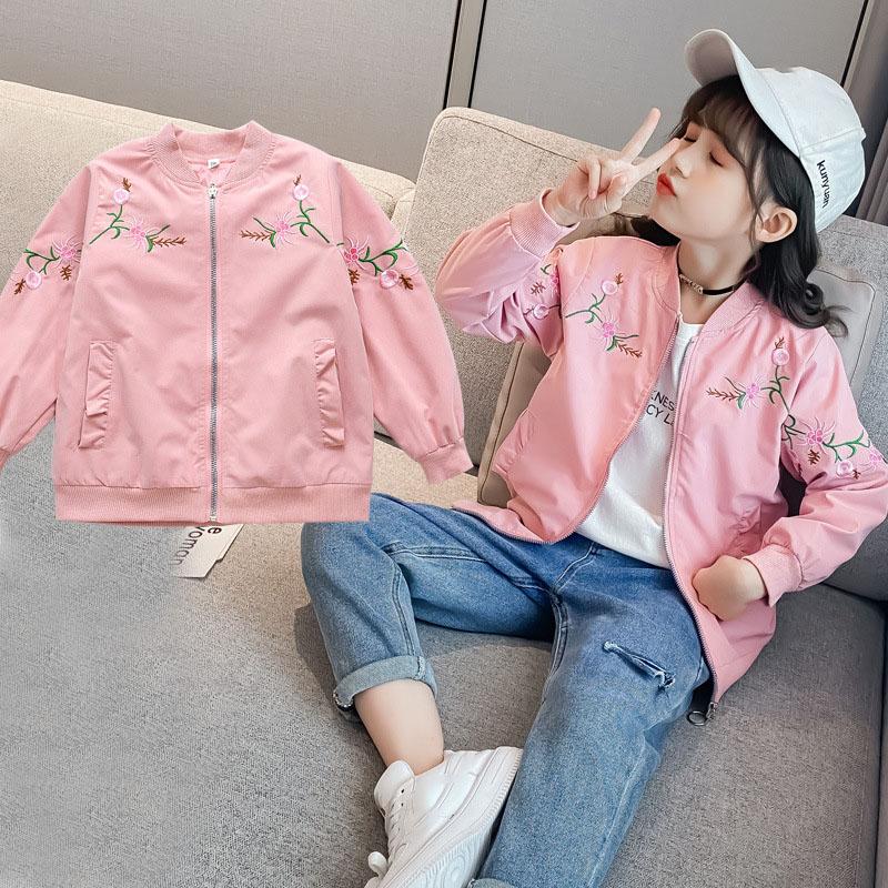 Spring Autumn Girl Jacket Outerwear Embroidery Coat Casual Style Kids Clothes Plus Size