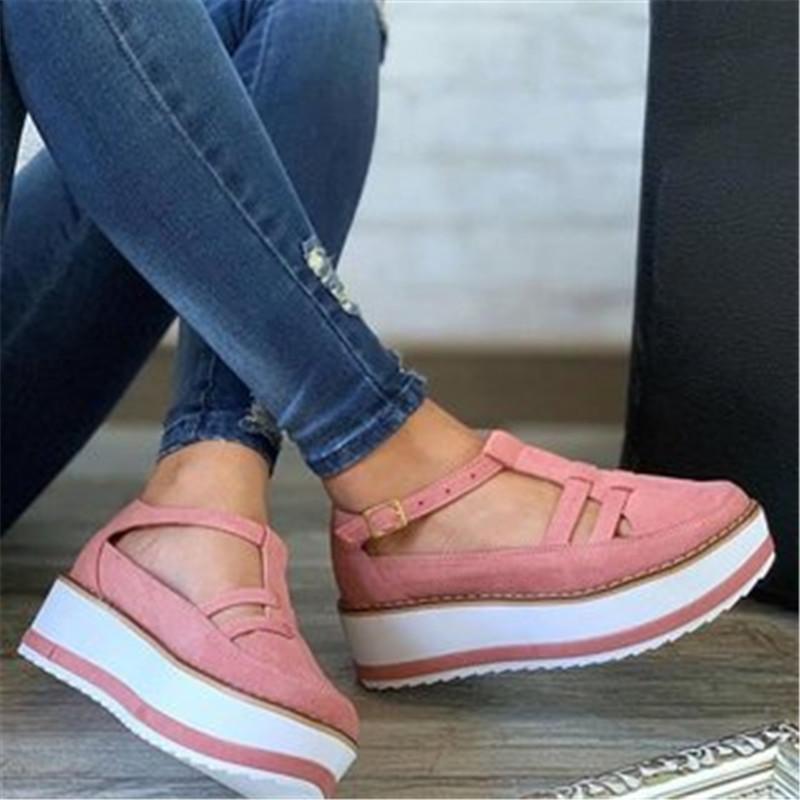 Hot Sale Hollow Out Women Sandals Buckle Strap Flock Summer Shoes Chaussures Femme Flat Platform Sandalias Shoes Fashion
