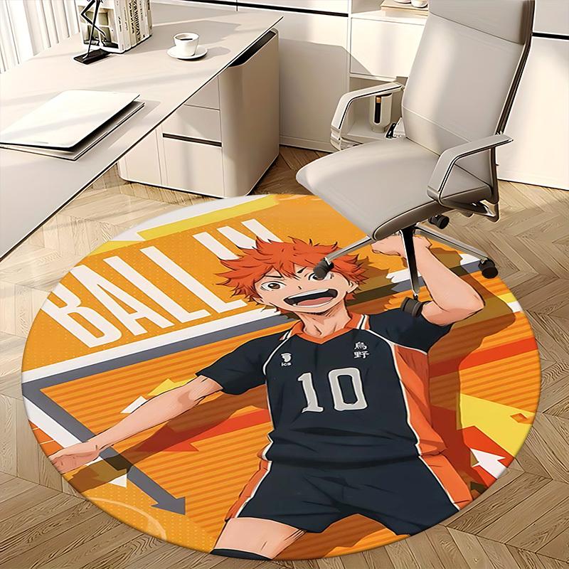 1 шт. Ковер Haikyuu Karasuno Хината Сёё №10 Круглый - Коврик под офисное кресло, Нескользящий коврик для декора дома, Подарок, Подходит для офиса, гостиной