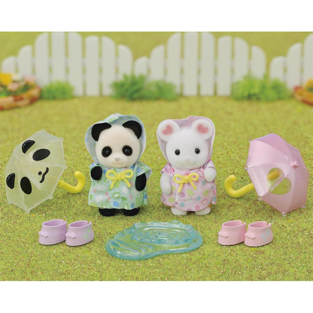 Epoch Sylvanian Families Hoikuen Baby Set ST Mark Certification 3 Years Old and Up Toy Dollhouse Sylvanian Families [Nakayoshi -Rain Play-] S-74