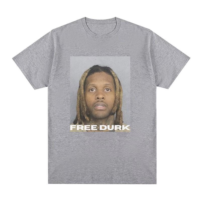 БЕСПЛАТНАЯ ФУТБОЛКА DURK Графические футболки Lil Durk Унисекс Женская одежда Модная Винтажная футболка Повседневная Уютная Хлопковая Оверсайз Футболки