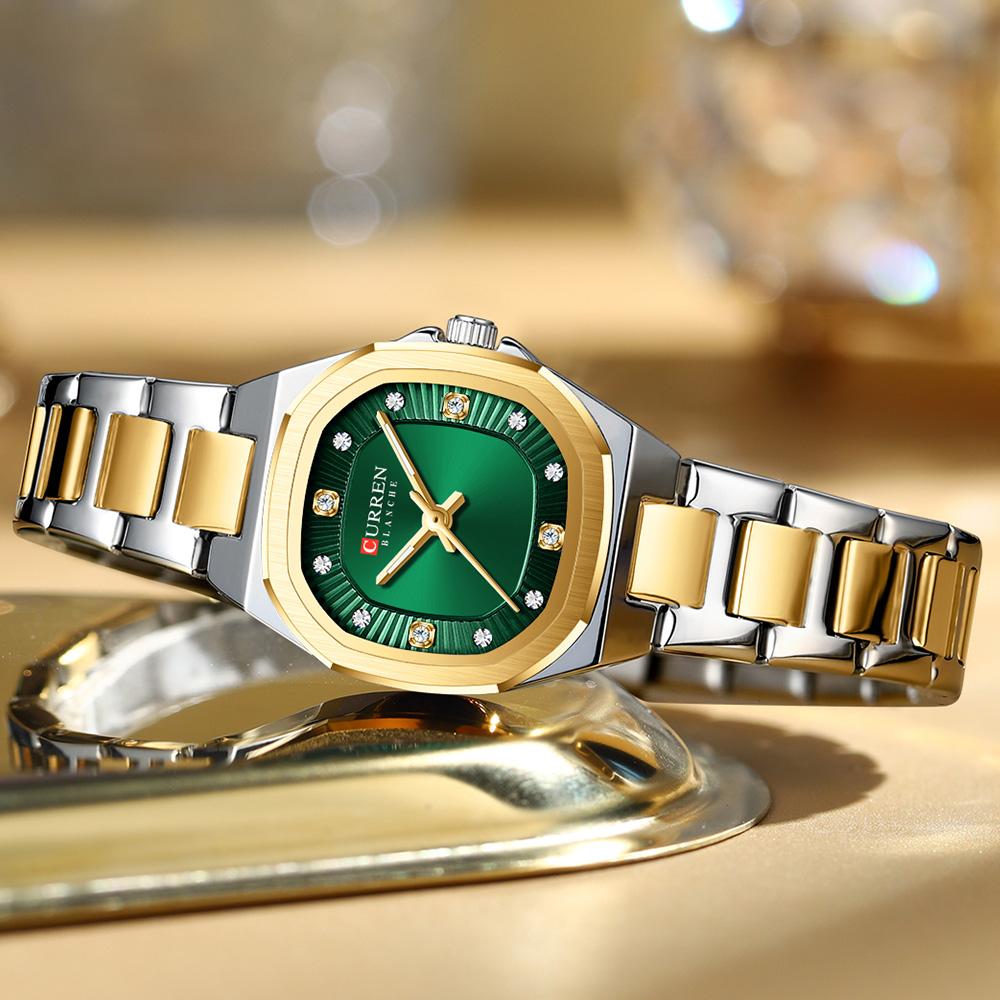CURREN Gold Women's Watch Diamond Accents Stylish Stainless Steel Band Elegant Design Comes with Free Box