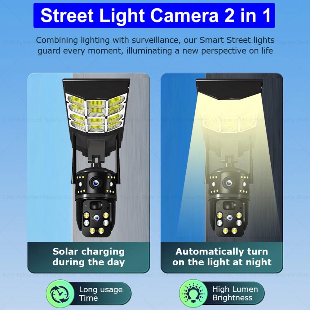 2-in-1 Solar Street Light – Courtyard Lamp & Security Camera, Auto Solar Charging Surveillance