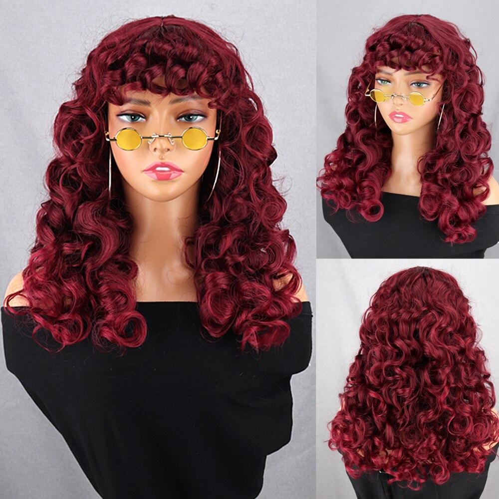 Модный парик для афроамериканских женщин Miss Kinky Curly Wig Без челки Синтетическое волокно Омбре Коричневый Цвет Кудрявый Косплей Африканский парик