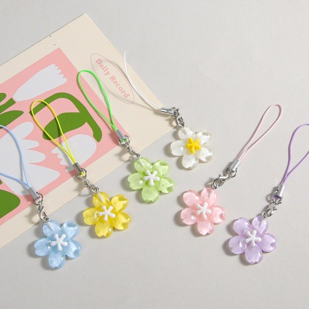 Resin Cherry Blossom Keychain INS Keyring New Mobile Phone Lanyard Gift
