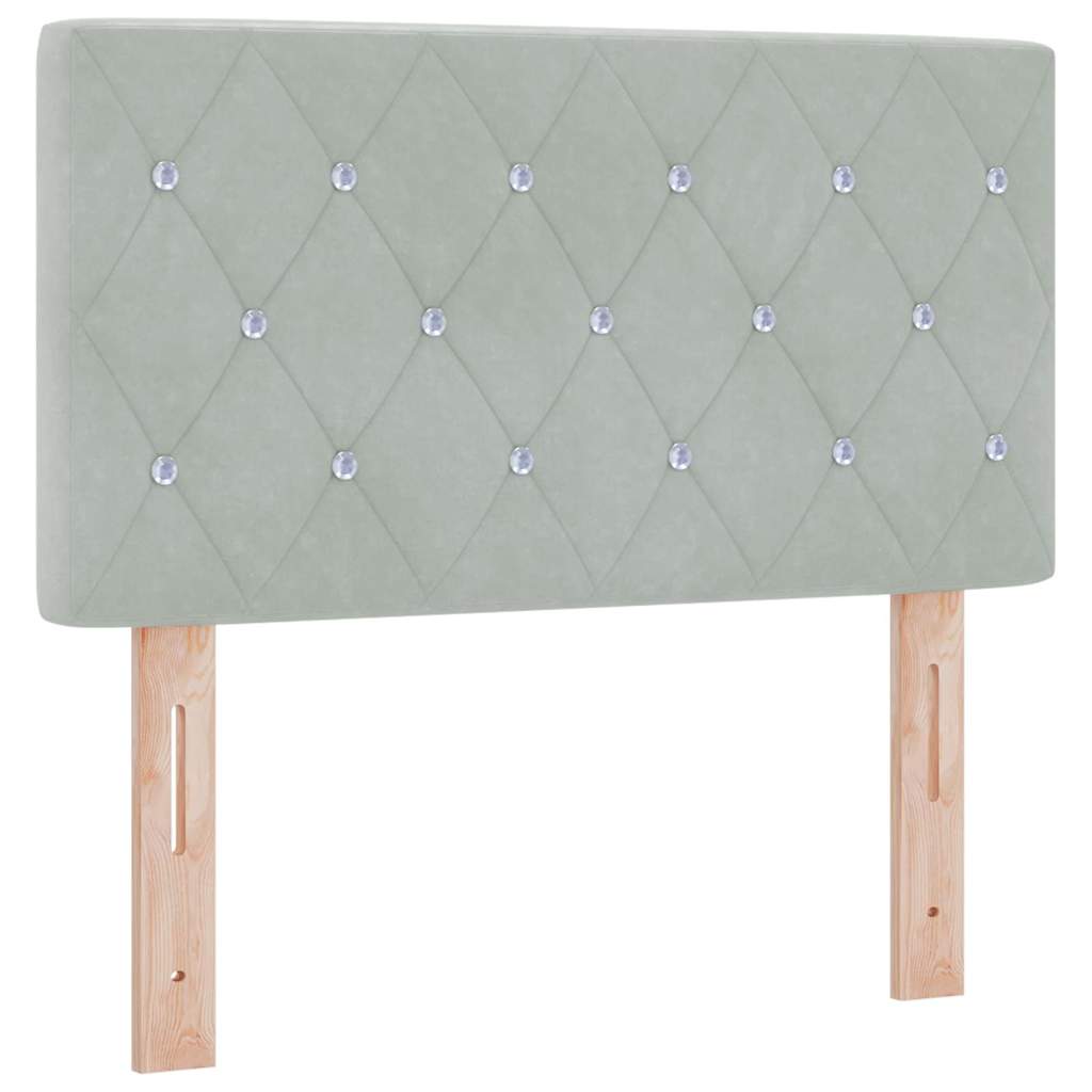 Box Spring Bed with Headboard Light Grey 80 x 200 cm Velvet