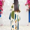 Women Plus Size Abstract Printed Two Piece Set Round Neck Long Sleeve Layered Top And Long Pants