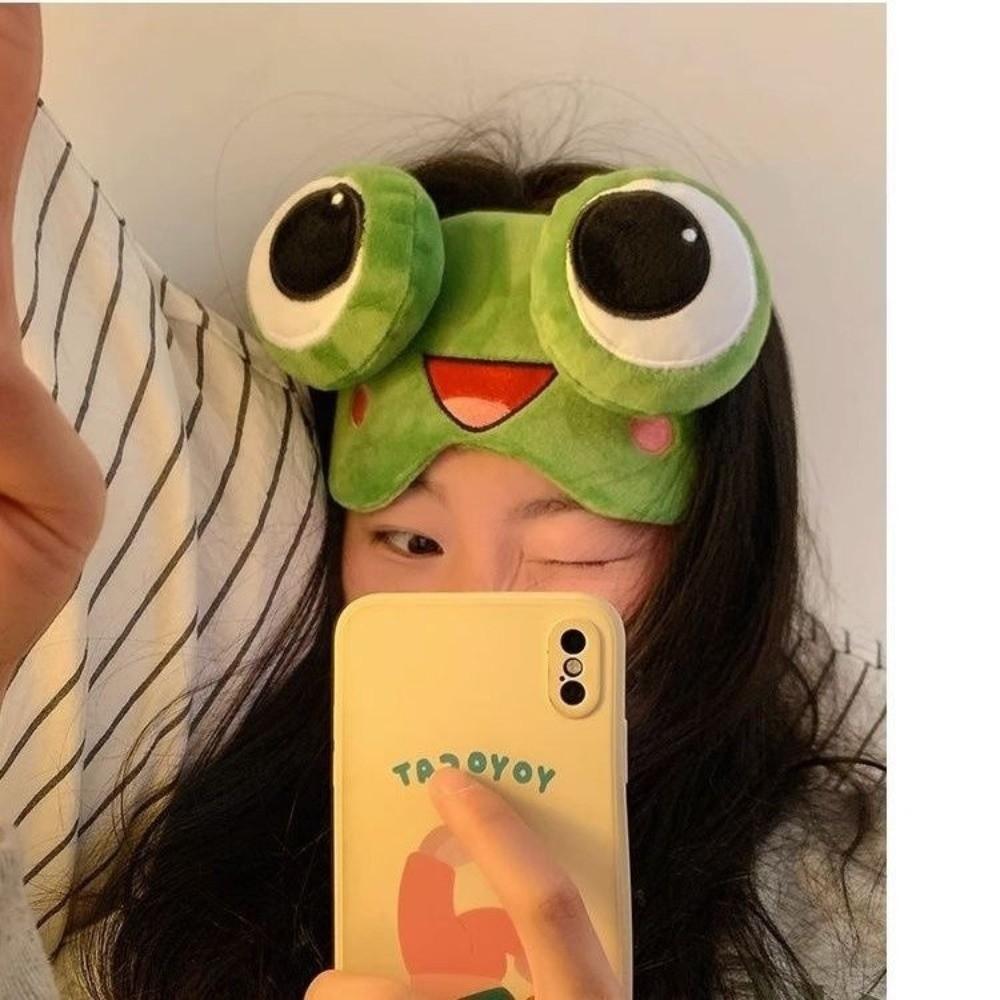 Skin-friendly Frog Sleep Eye Mask Cartoon Plush Sleeping Eye Cover Lovely 3D Eye Mask Dream Night