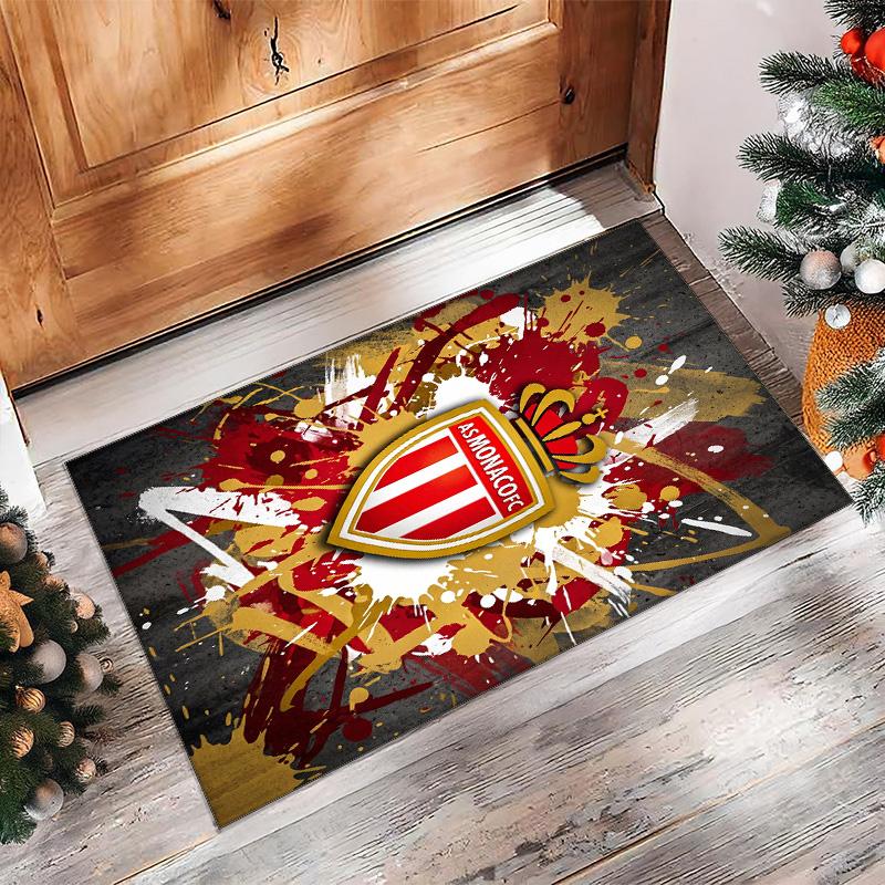 Футбольный ковер Monaco FC с футбольным узором, мягкий ковер для пола, нескользящий ковер для помещений, спортивный декоративный коврик для спальни
