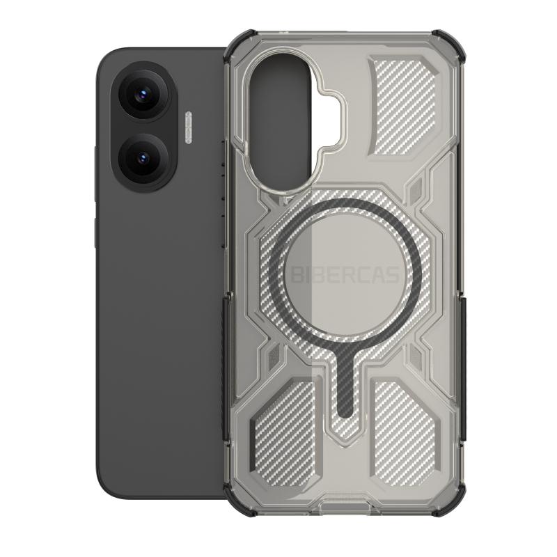 BIBERCAS Прозрачный Магнитный Чехол Для Xiaomi Poco F7 Redmi Turbo 4 Pro 5G Беспроводная Зарядка ТПУ Рамка Пластиковая Задняя Крышка Телефона
