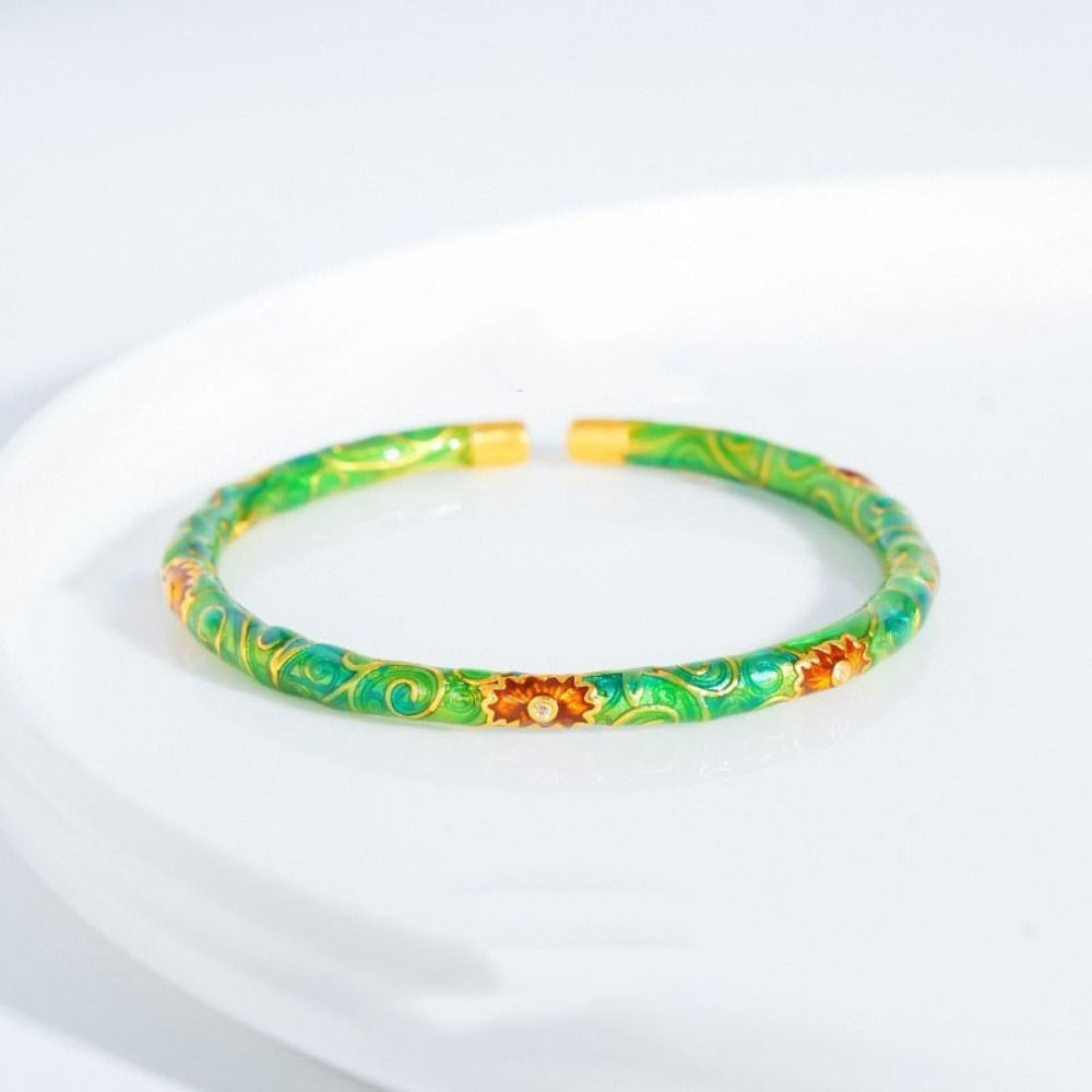 Браслет-кольцо с китайской перегородчатой эмалью, изысканный браслет-манжета с филигранным цветочным узором, женский эмалевый браслет, подарки
