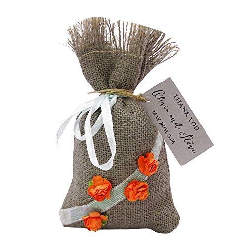 20 небольших пляжных мешочков для свадебных подарков из мешковины, деревенские мешочки для вечеринок, джутовые мешочки с завязками и индивидуальной биркой 4"x6.5