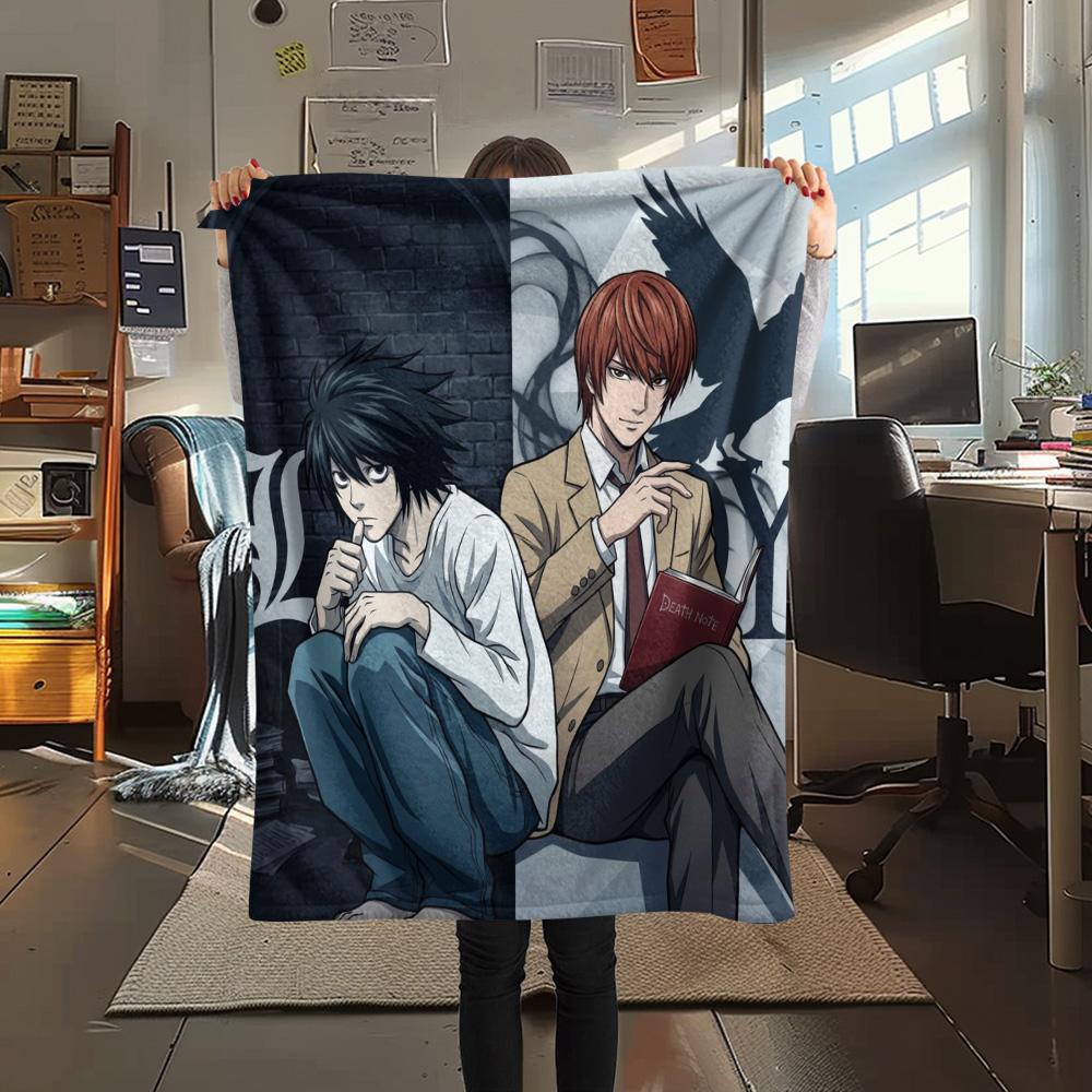 1PC Death Note Patterned Flannel Blanket Suitable For All Seasons For Home Decor Warmth And Comfort Gifts Holiday Present