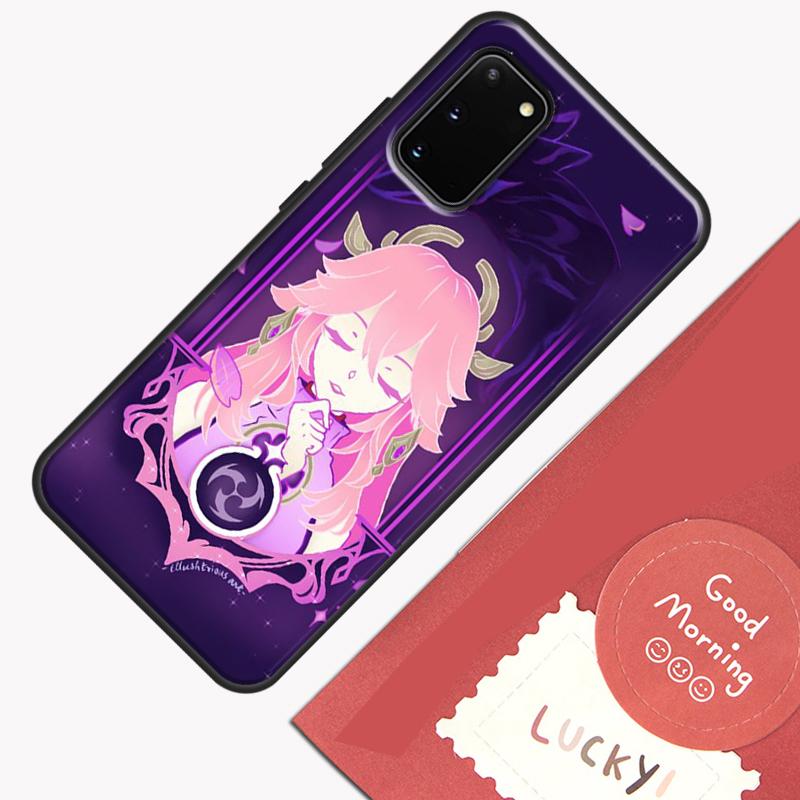 Чехол для телефона Yae Miko Genshin Impact для Samsung Galaxy S25 S26 Ultra S20 S21 S22 S23 S24 Plus S9 S10 S25 FE Защитный корпус