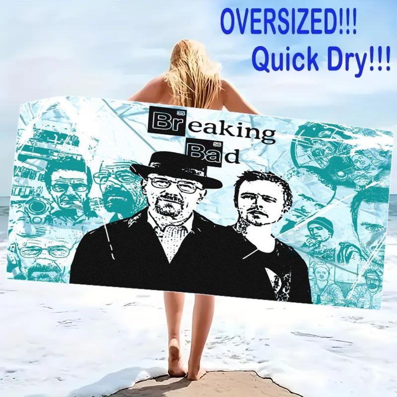 Breaking Bad Print Beach Towel, Large Soft Quick Dry Towel for Beach Camping Swimming