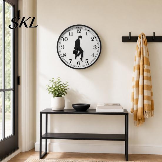 Wall Decor Clock Man Silhouette Clock, Silent Non-Ticking Round Hanging Decorative Digital Analog for Home Office Bedroom Living Room Minimalist