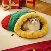 Christmas Tree Triangle Nest Cat and Dog Nests Semi Closed Cats Hole Christmas Sock Nest Winter Thickening Pet Bed Accessories