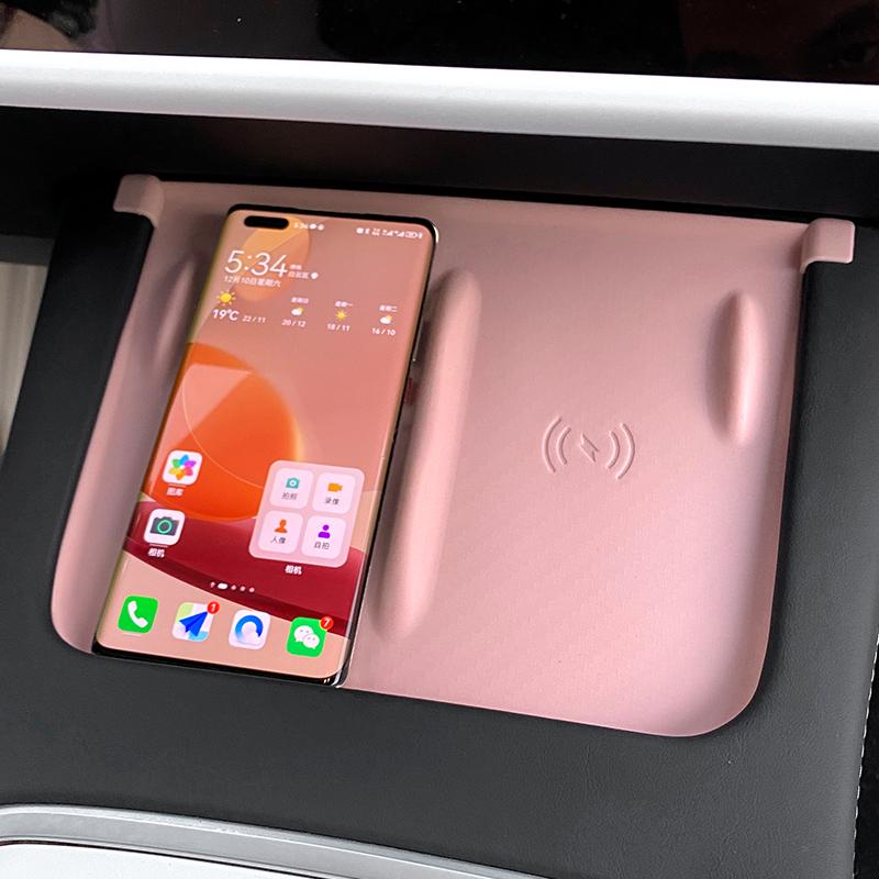 Беспроводная зарядка Tesla Model 3/Y, противоскользящий силиконовый коврик