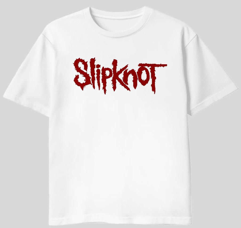 Минималистичная футболка в стиле Slipknot | Футболка с тяжелой металлической типографикой | Простой логотип группы