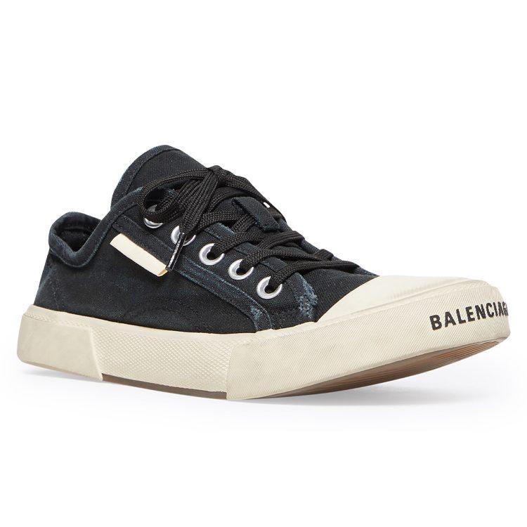 Balenciaga Кроссовки Paris Low Top 'Черный Хлопок С Повреждениями И Белая Резина' 688754W3RC21090