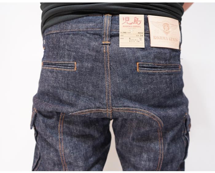 Kojima Jeans KOJIMA GENES 13 унций Джинсы карго с двойными коленями, узкие, стрейч, деним, одна стирка, сделано в Японии, мужские RNB-117 Индиго-42