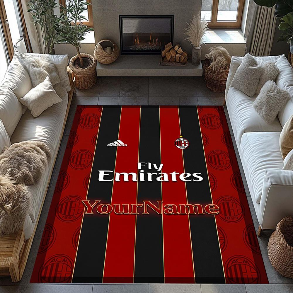Ac Milan Personalized Text Area Rug Suitable for Living Rooms Playrooms Dining Room Bedrooms Anti-slip Rug Decorate Offices Wedding Party Gift