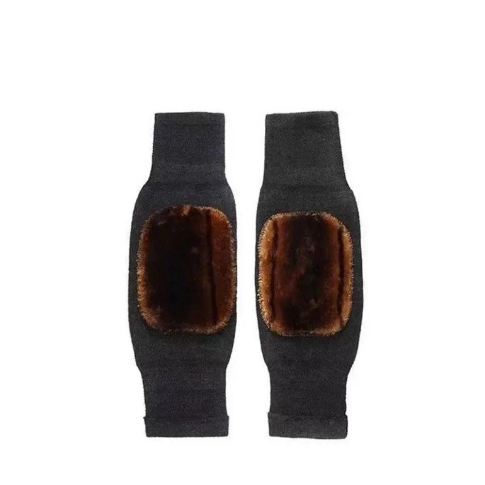 2pcs Double Thick Cashmere Knee Pads Black Winter Warm Leg Warmers Cold