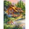 Diamond Rhinestones 5d Round Painting Forest House Scenery Diamond Embroidery Cross Stitch Mosaic Landscape
