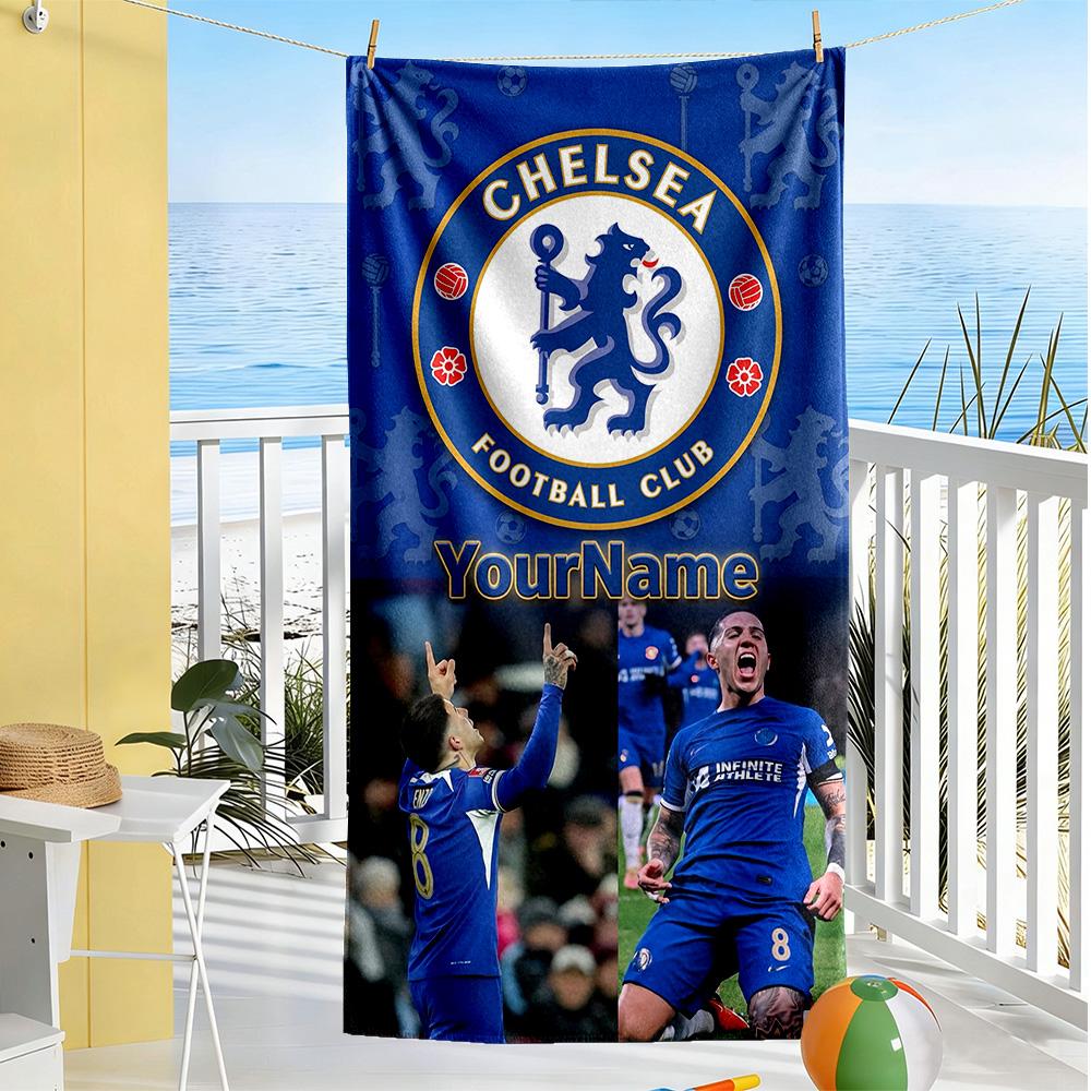 Chelsea Fc Personalized Name Beach Towel Quickdry Soft Microfiber Suitable For Sports Travel Swimming Yoga Bathroom Beach And Pool