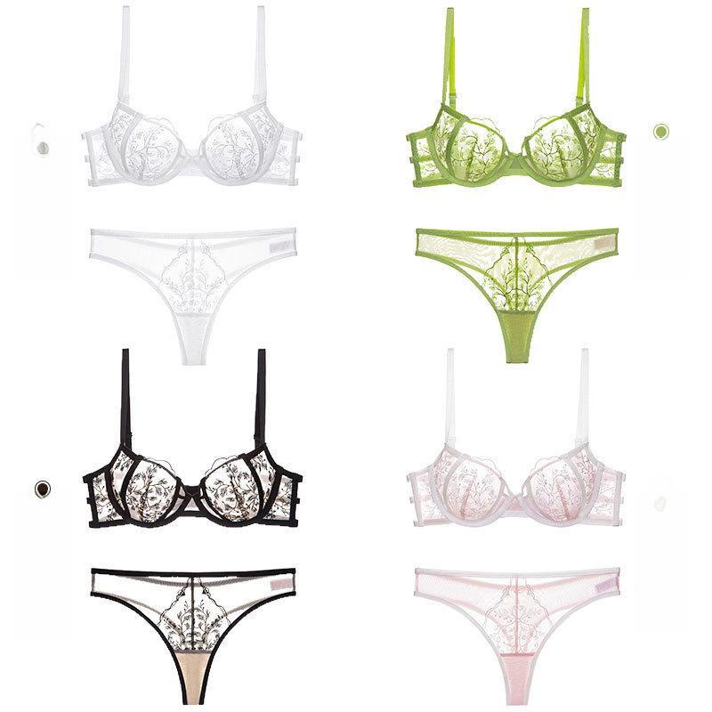 Тонкий летний кружевной комплект бюстгальтера: Сексуальный, Удобный, Вышитый и Идеальный как для большой, так и для маленькой груди