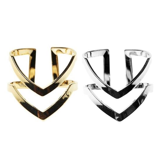 Knuckle Ring Half Opened Jewelry Double V-shaped Adjustable Vintage Women Lucky
