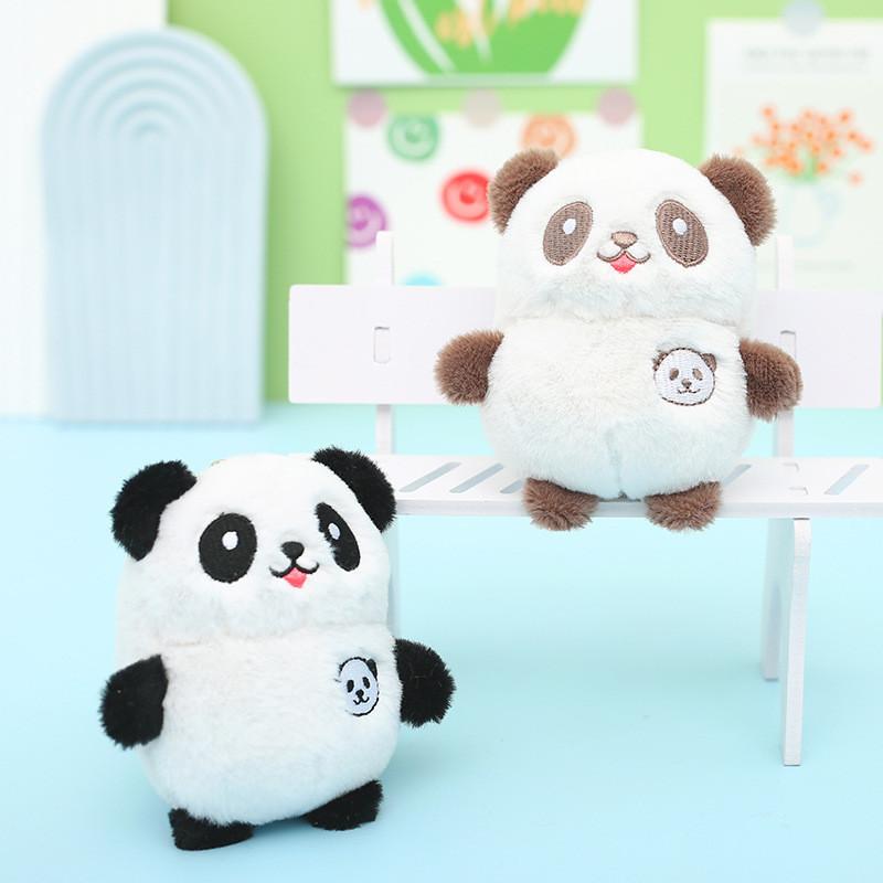 Cute Panda Plush Keychain Soft Snow Mink Fur Stuffed Animal Bag Charm
