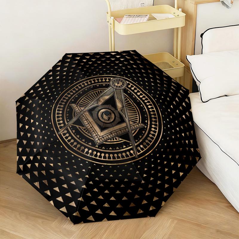 1PC Masonic Brotherhood Symbol Automatic Umbrella - Suitable Travel Outdoor Portable Umbrella Birthday Gift Daily Essentials