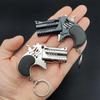 Mini Folding Rubber Band Gun 6 Shot Leather Band Gun Alloy Model Pistol Collection Toy for Children Boy Gift Shot Keychain