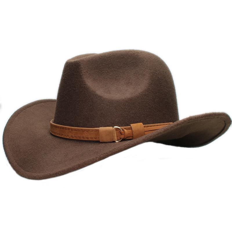 Retro casual lucky knot belt autumn and winter men's and women's woolen trend western denim big edge shading high-quality top hat