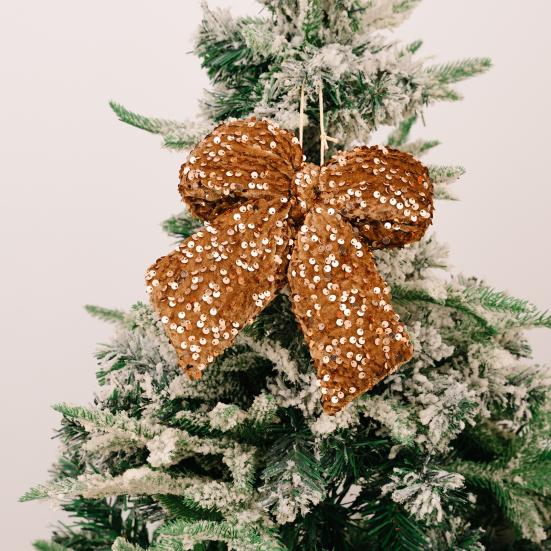 Рождественский бант с блестящими пайетками, закручивающаяся завязка, бархатные банты, рождественская елка